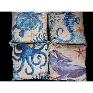 Ocean Theme Decorative Throw Pillow, Set of 4